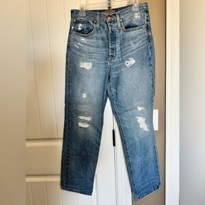 Distressed Blue Ankle Jeans